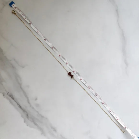 Marlena Handmade 18K Gold Plated Dainty Orange Garnet Stone Bar Necklace